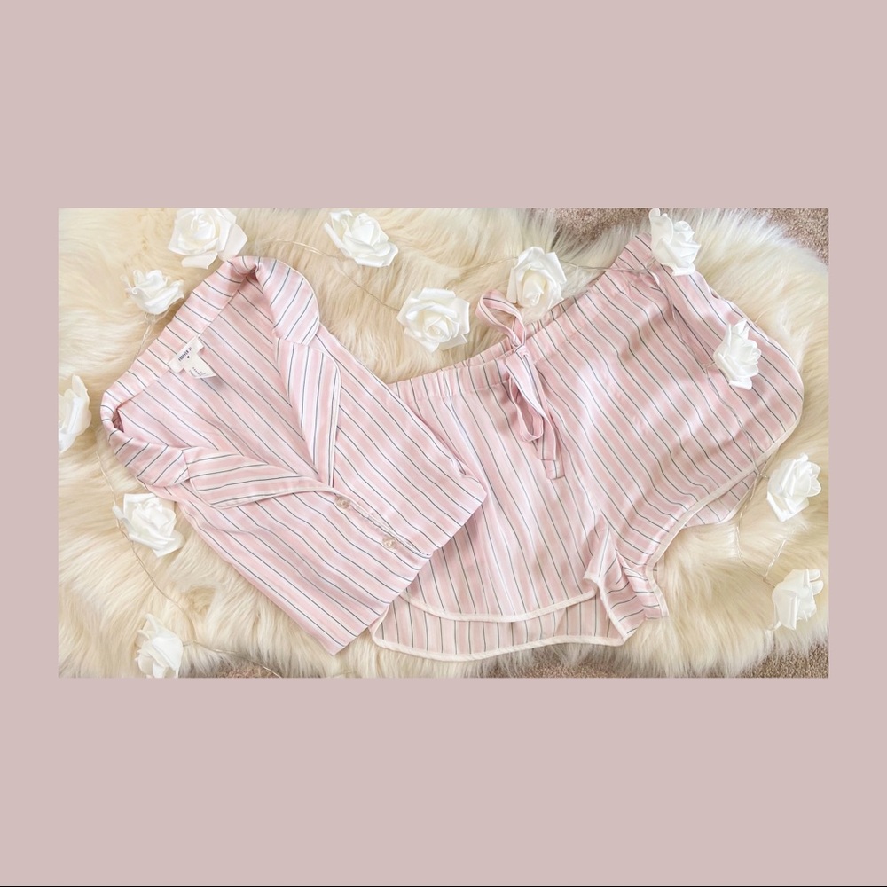 Forever 21 Medium Pink Striped Pajama Set